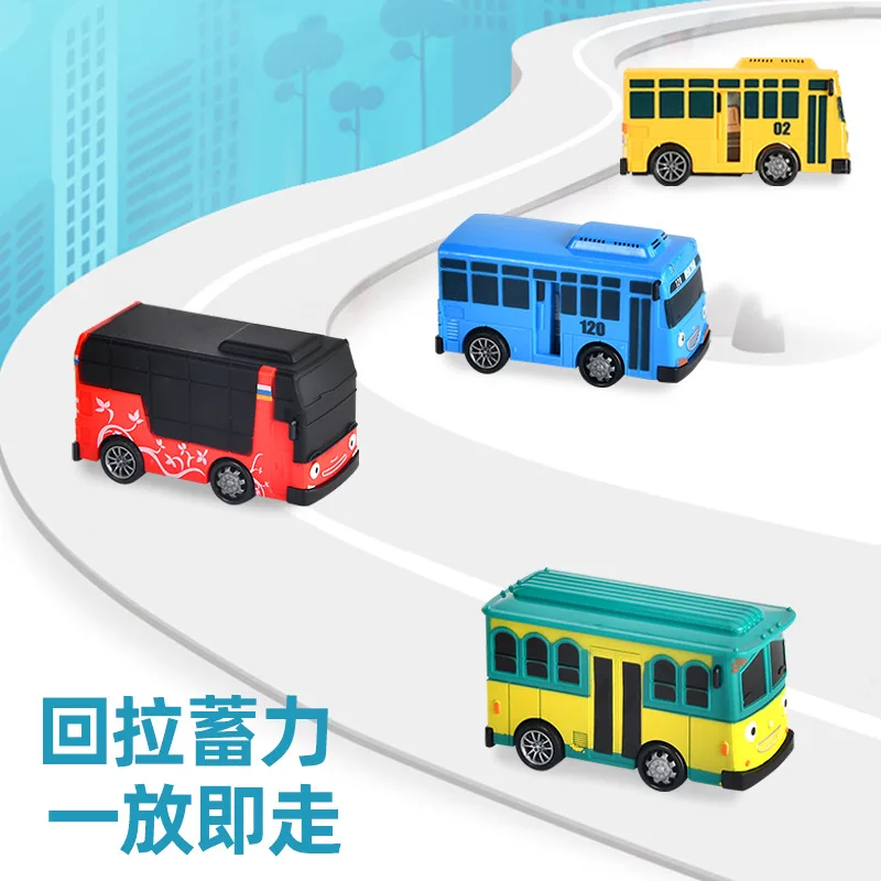 Korean Tayo Mini Bus Little Bus Friends Openable Doors, Slide & Pull Back Toy Bus for Kids