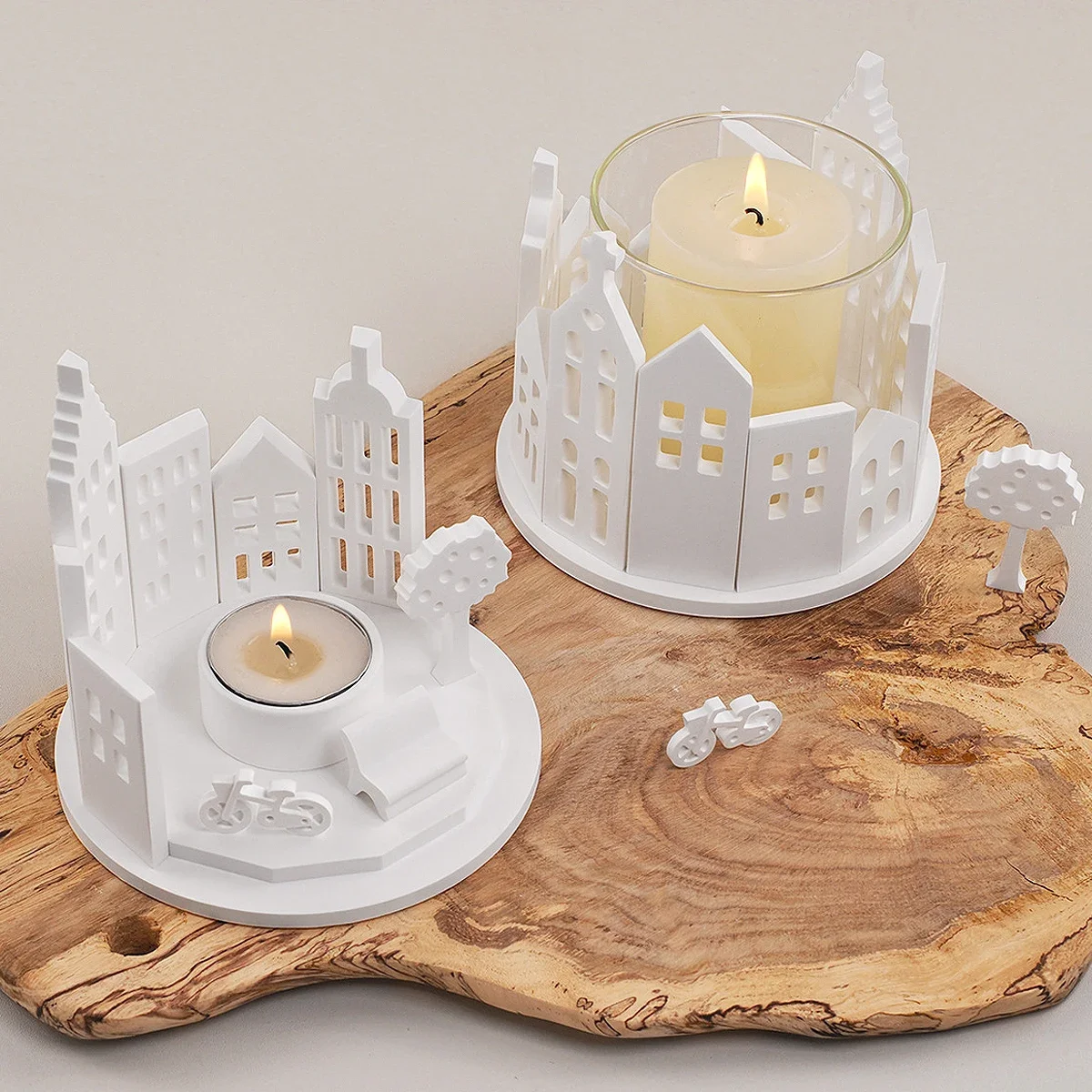 Round House Building Candle Holder Silicone Mold DIY Houses Candlestick Plaster Concrete Resin Craft Casting Molds Home Decor