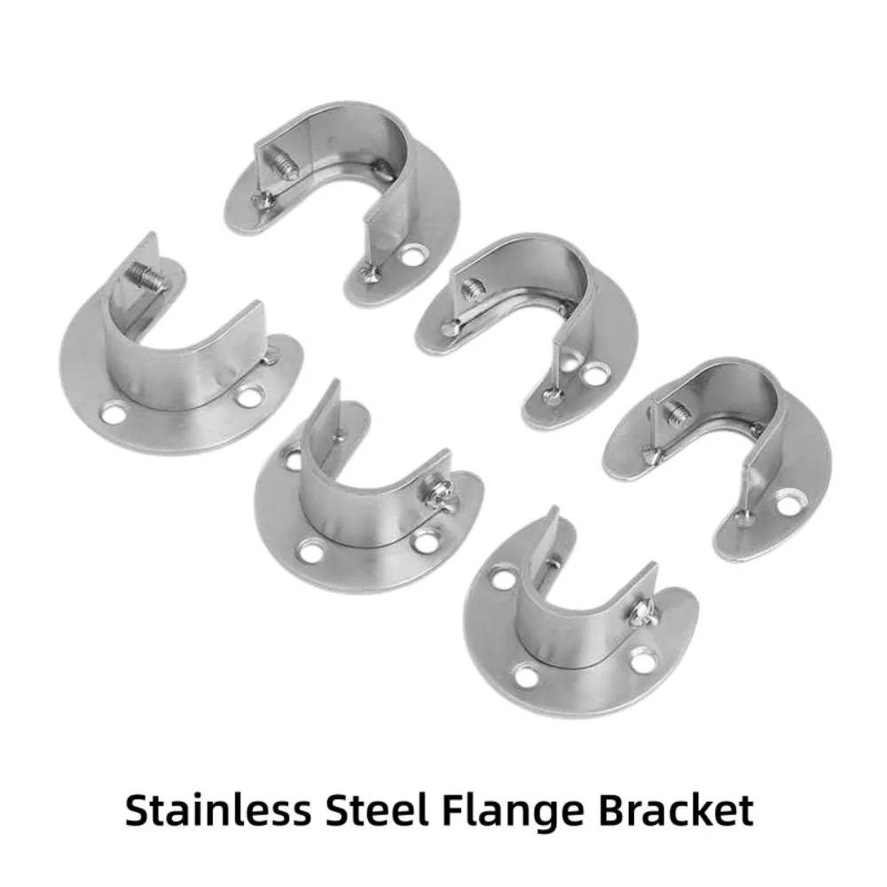 Wardrobe Clothes Rail Open‑Mouth Flange Bracket 19‑32mm Stainless Steel Hanger Rod Fixing Seat Crossbar Hook Flange Base