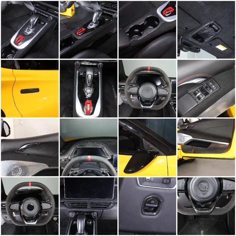 

For Lotus Emira 2021-2023 Real Carbon Fiber Car Dashboard Console Gear Shift Glass Lift Panel Decoration Cover Car Accessories