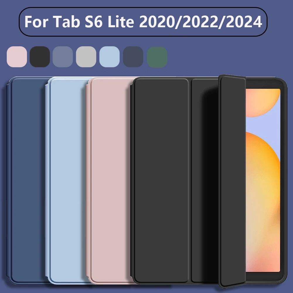 

Slim Shockproof Case for Samsung Tab S6 Lite 2020/2022/2024 with Auto Wake/Sleep Function, Foldable Design, Soft TPU Material