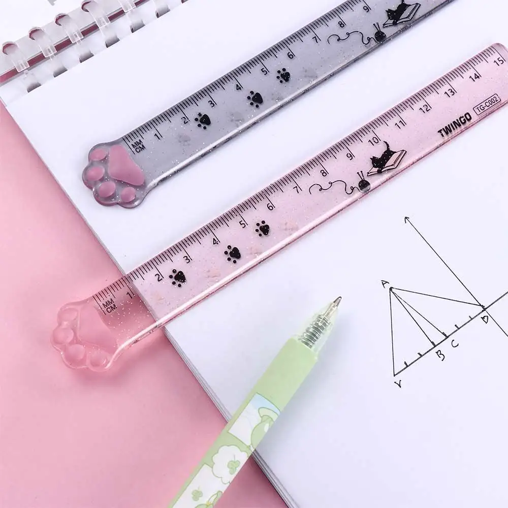 Creative Cute Office School Supplies Stationery Painting Plastic Cats Claw Ruler Scale Ruler Straight Ruler Measuring Ruler