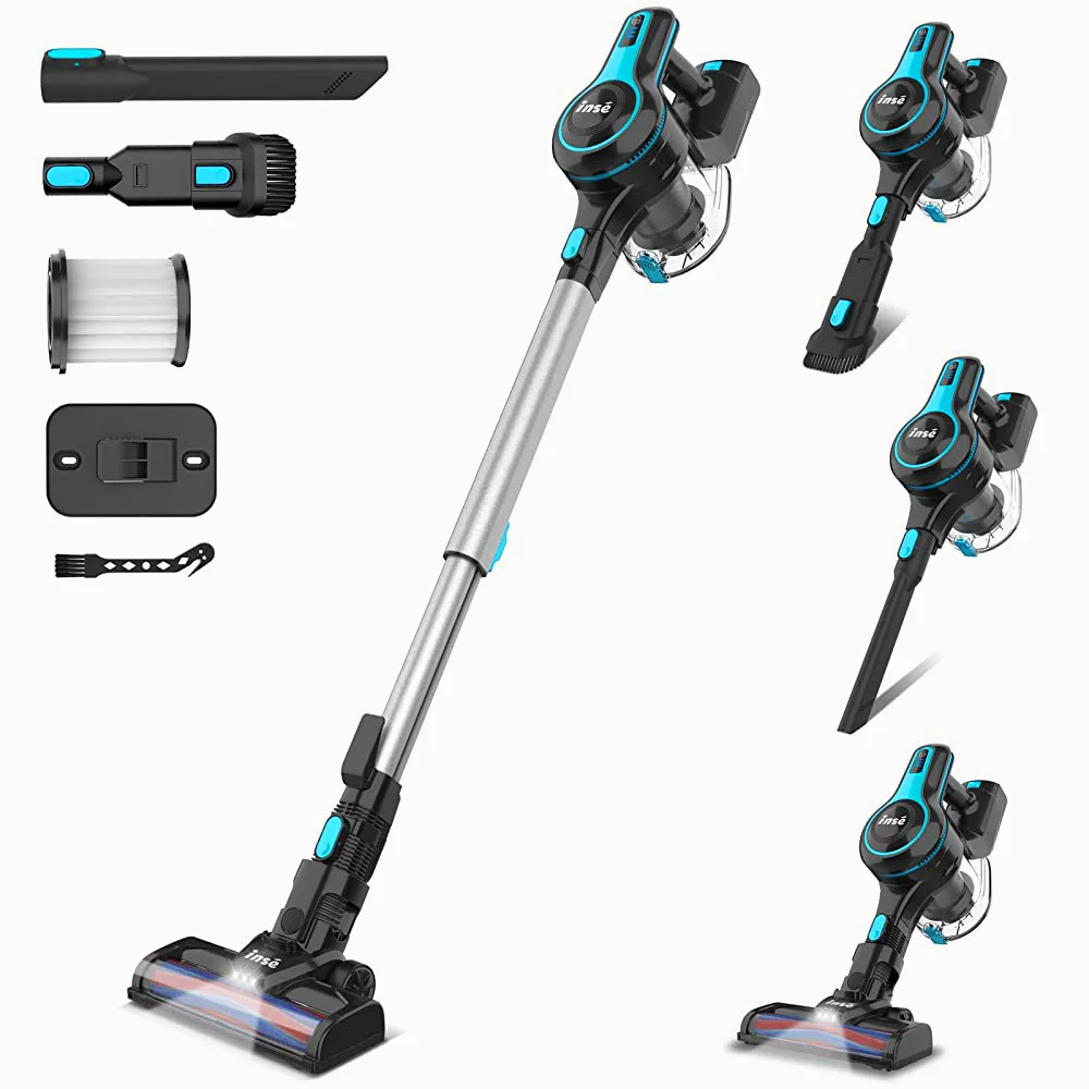 INSE N5T Kabelloser Staubsauger 40Kpa Saugkraft Handstaubsauger 6-in-1 Stabstaubsauger 45 Minuten Laufzeit Leichtgewicht für Teppich Tierhaare