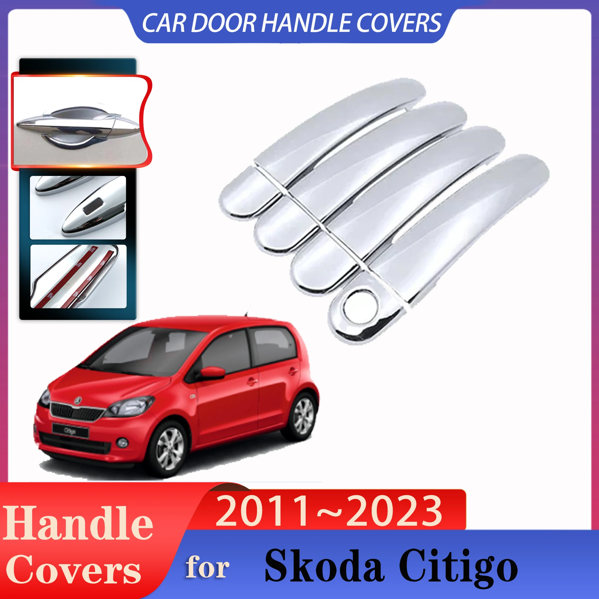 

For VW UP Skoda Citigo SEAT Mii 2011~2023 Anti-rust Car Door Handles Exterior Scratch Protective Decor Covers Car Accessories