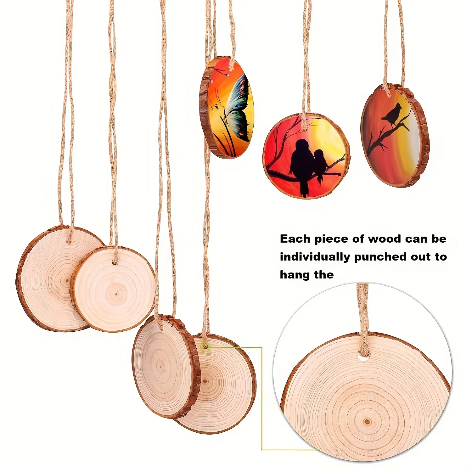 25pcs Natural Wood Slices 2.76-3.15 Inches Craft Wood Kit Unfinished Predrilled Wooden Circles Tree Slices DIY Crafts