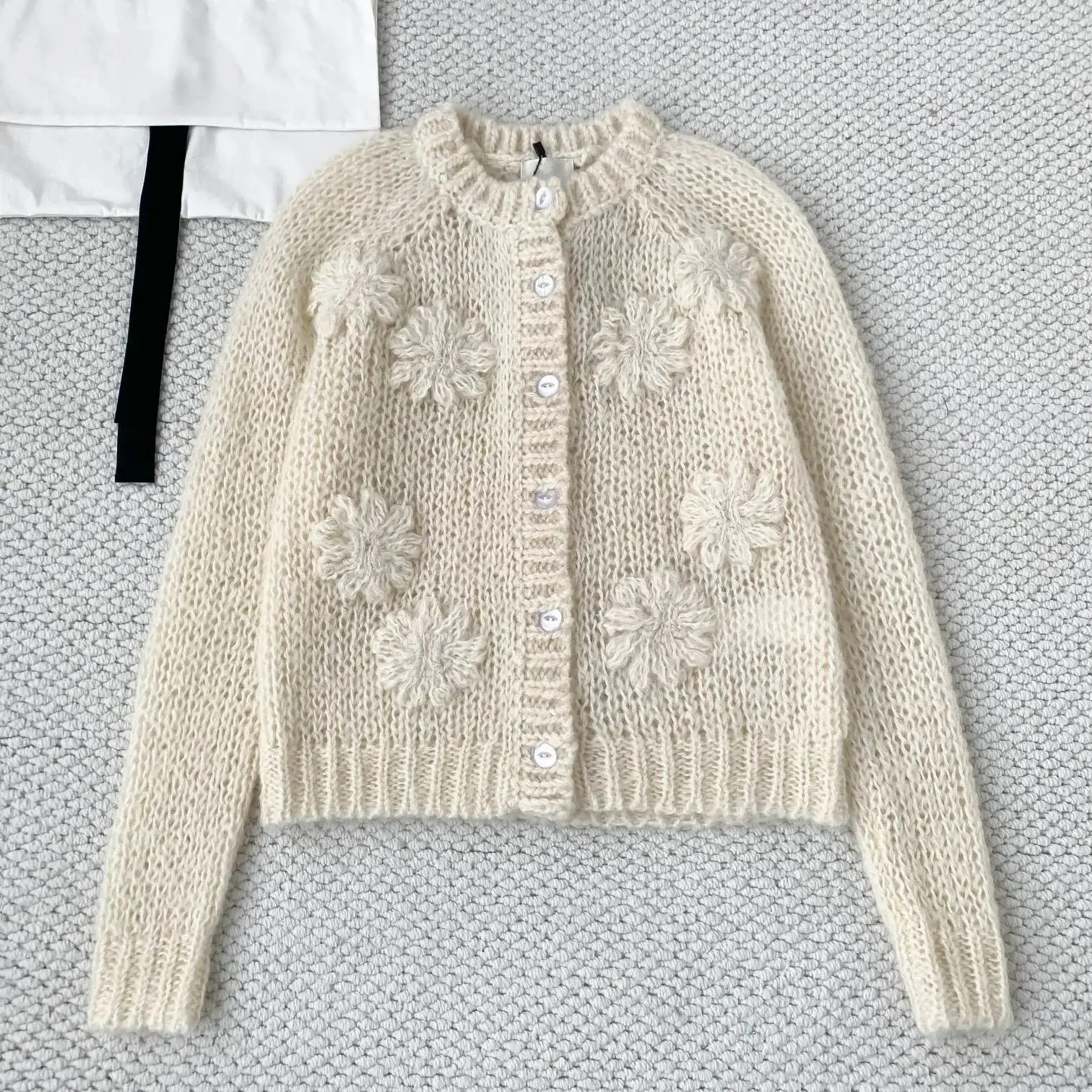 

25 spring and summer limited custom jacquard craft knitted flower jacket sweater