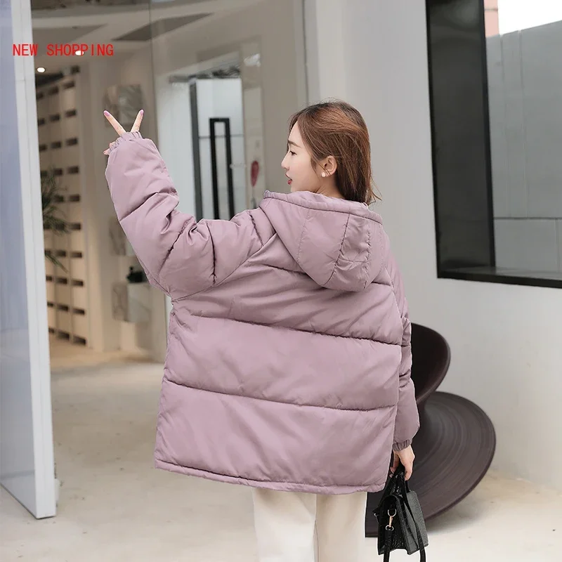 2022 Winter Women Coatpurple Oversize Parka Coat White Warm Thick Down Cotton Jacket Female Loose Hooded Padded Women Jackets