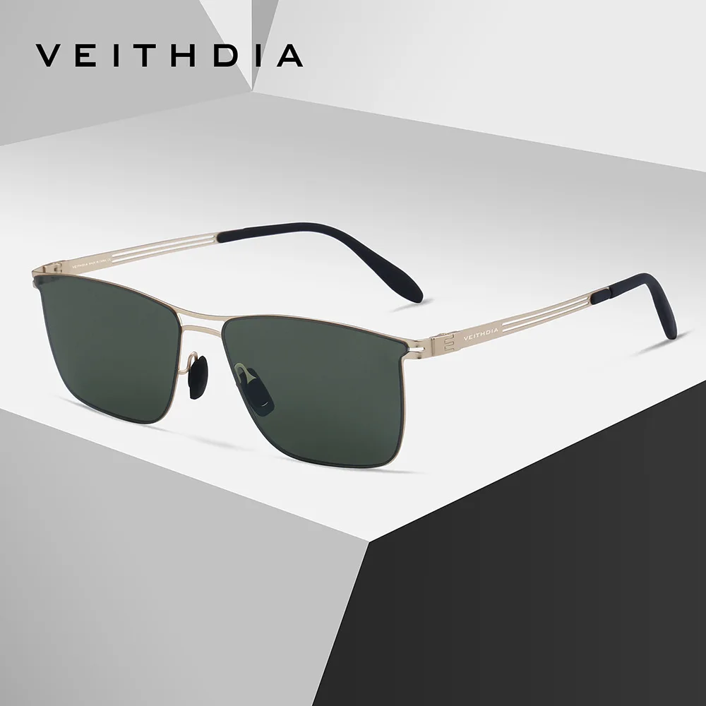 VEITHDIA Occhiali da sole moda uomo nuovo arrivo Nylon polarizzato UV400 Lenti Montatura in metallo Occhiali da vista rettangolari per le donne FA08216