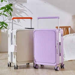 Travel Suitcase Deepened Thickened Capacity Trolley Case Wide Rod Fashion Luggage with Wheels  Aluminum Frame Business Suitcase