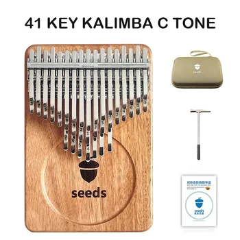 Seeds Professional Kalimba 41-klawiszowe pianino kciukowe z pełnym fornirem z litego drewna Okoume Kalimba Finger Piano dla dzieci Instrument klawiszowy