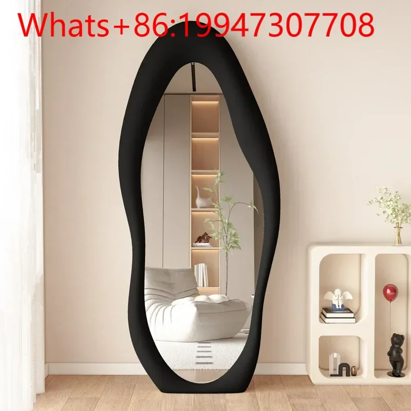 

European Modern Floor-to-ceiling Mirror High Full-length Mirror Edge Fluff Frame Living Room Bedroom Large Mirror.