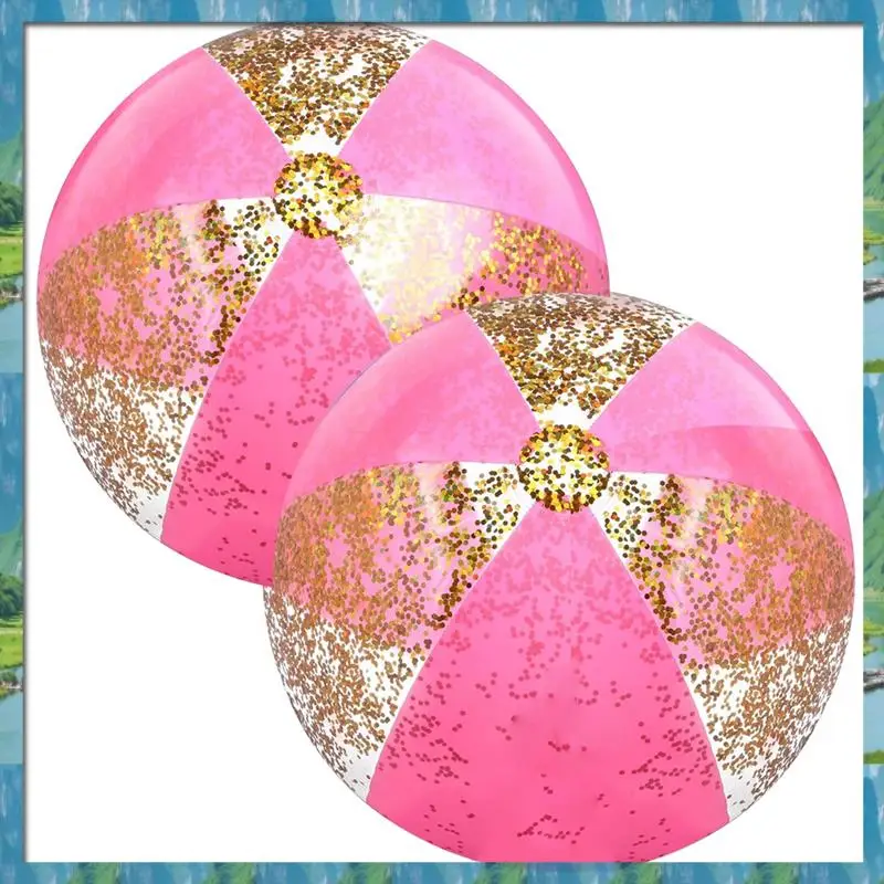 

【Supernew】2Pcs 16Inch Inflatable Beach Balls Gold Confetti Pool Balls For Swimming Pool For Adults Summer Birthday Party