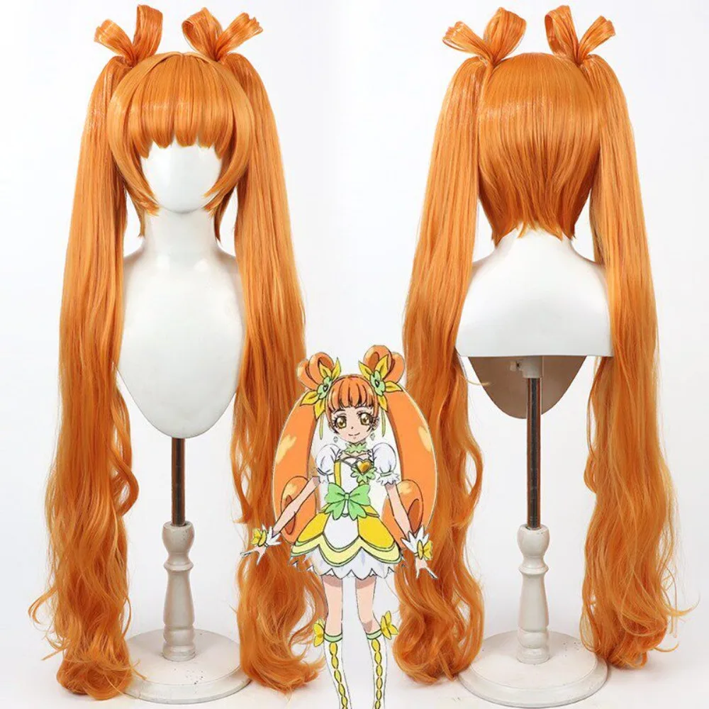 

Парик для косплея Pretty Cure Rosetta, длинный оранжевый парик для костюма Cure Rosetta Yotsuba Arisu