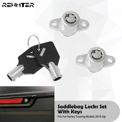 Motorcycle Steel Hard Saddlebag Lock With 2 Key Kit Set For Harley Touring Electra Street Road FLHX FLHTR 2014 2015 2016 2017-Up