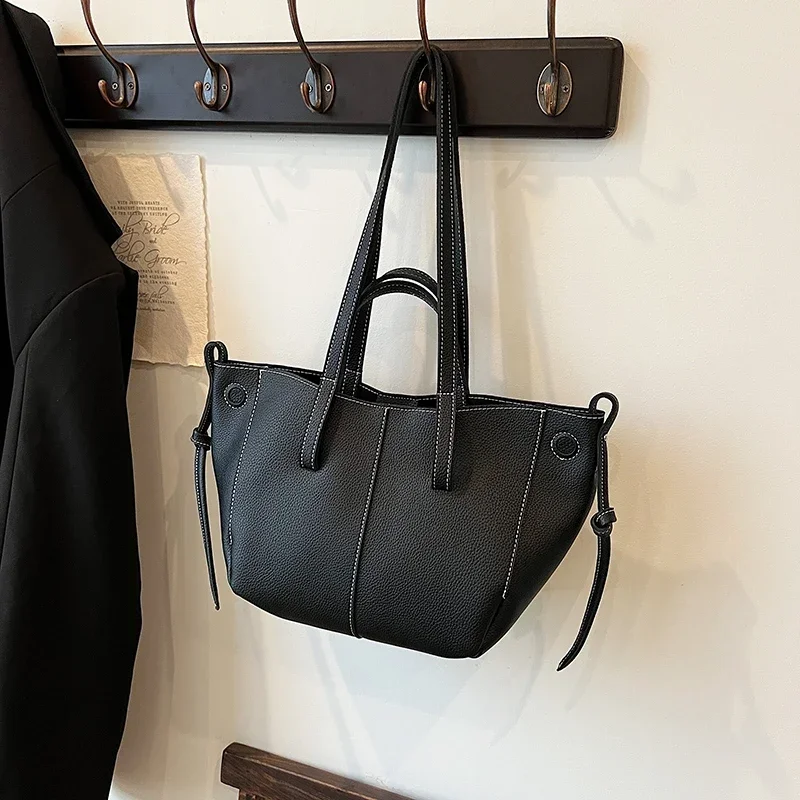 Bolso de mano con compartimentos interiores para mujer, bolsa informal de gran capacidad con bolsillo abierto, gran oferta, 2024