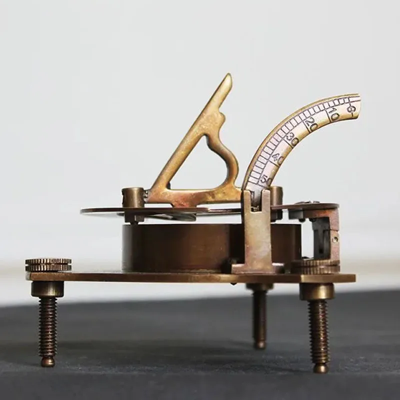 Indian Pure Copper Nautical Sundial with Compass, Retro Nostalgic, Antique Model, Marine Photography Props, Desktop Ornament