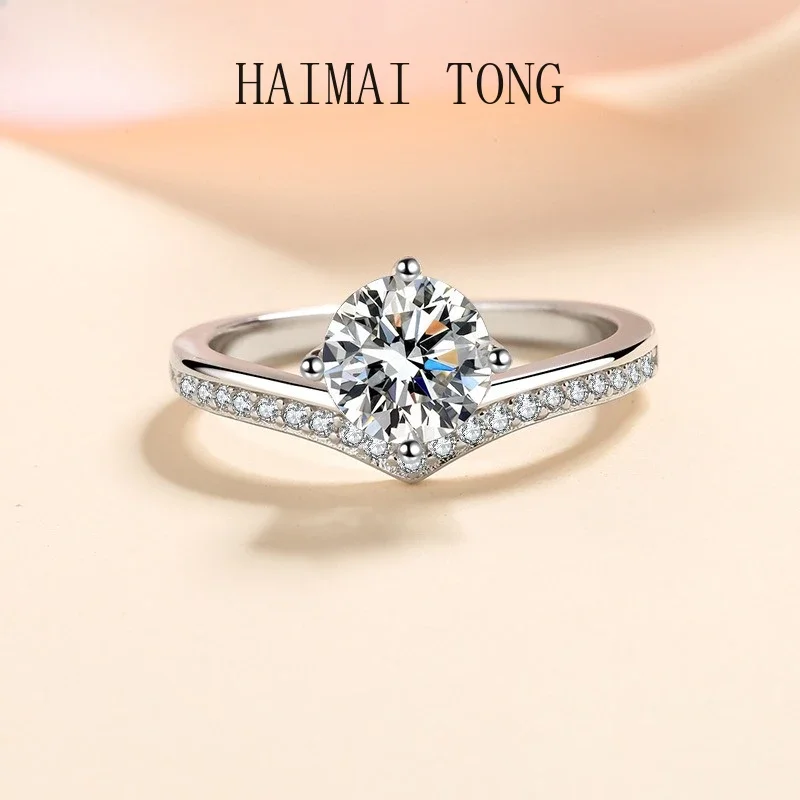 

HAIMATONG PT950 Платиновое персиковое сердце Кольцо с холодным ветром Алмазный микронабор колец с кольцом из муассанита Подарок на день памяти