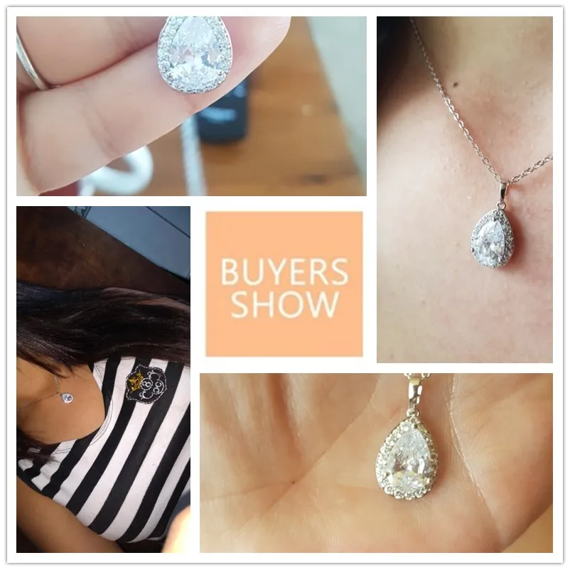 ZAKOL Trendy Water Drop Zircon Chain Pendant Necklaces Sparkling Tear Simple Zirconia Crystal Wedding Jewelry For Women FSNP3002