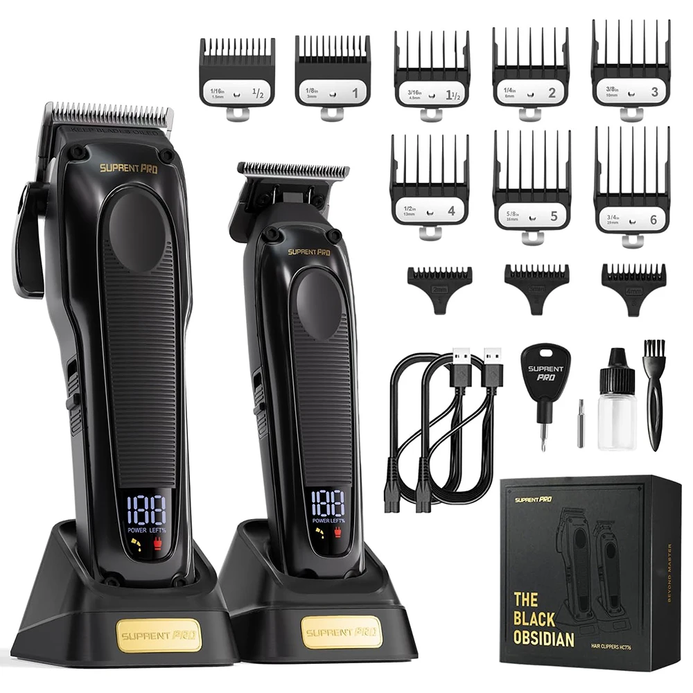 Professional TPOB Slime 2 Barber Cordless Hair Clippers&Hair Trimmer&Foil Shaver Set For Barbers and Stylists Haircut Kit