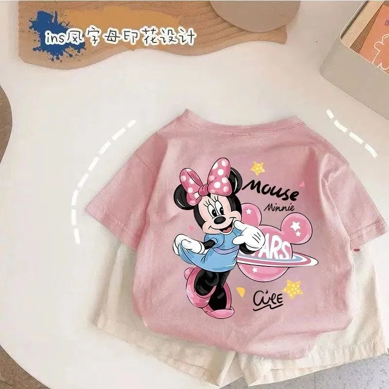 تي شيرت ميكي وميني بأكمام قصيرة، قمصان أنيقة جديدة للربيع والخريف على الطراز الكوري للأولاد والبنات ملابس أطفال شفافة #2