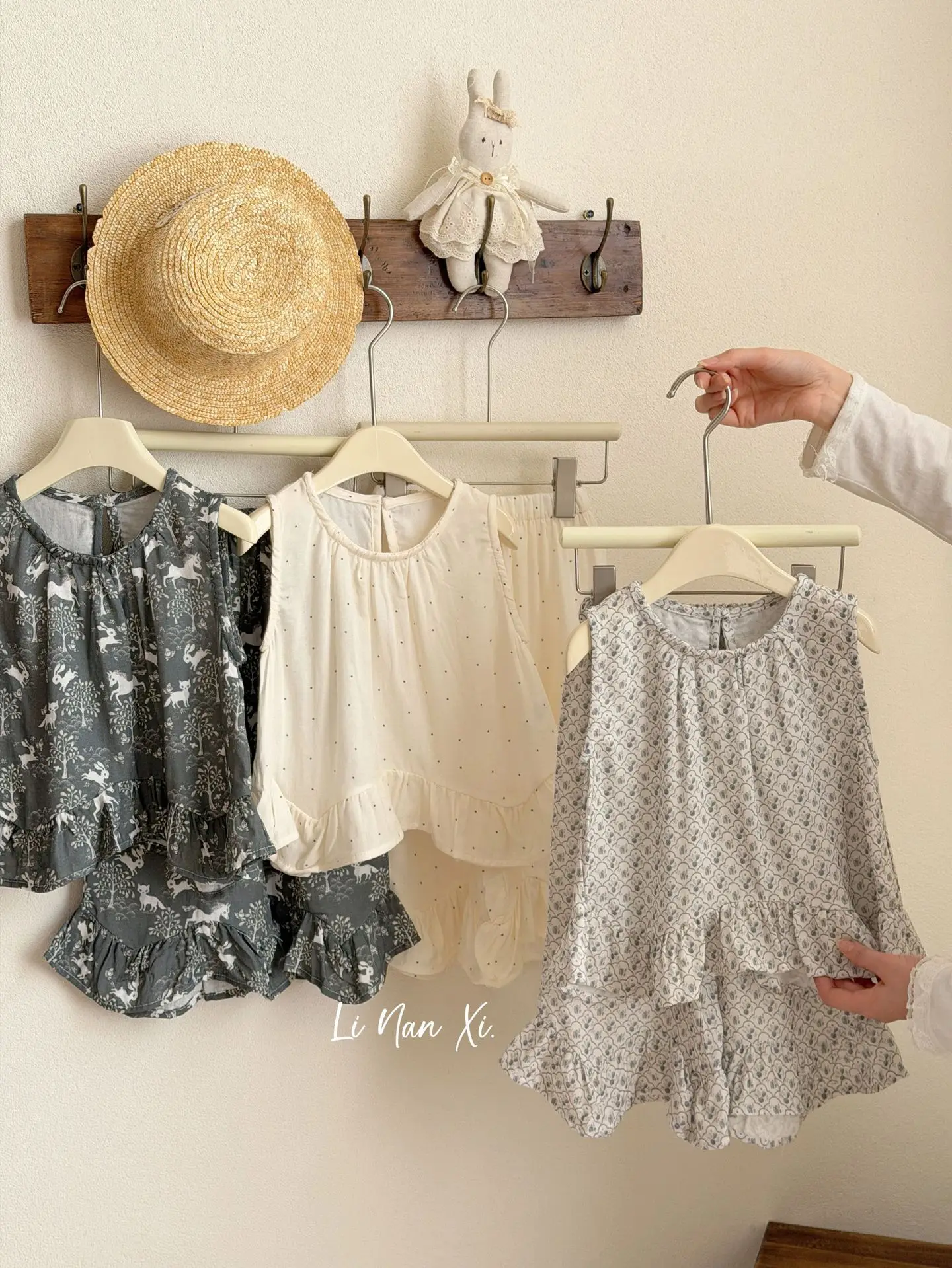 女の子ホーム服セット夏薄い竹繊維綿ナイトガウン上着プリンセススタイル通気性吸湿性ルーズフィット