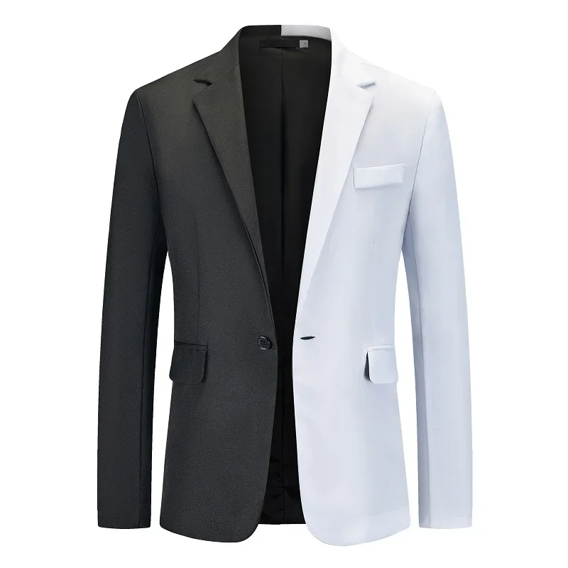 

2024 Autumn Spring New Gradient Contrast Color Suit Coat Double Fit Business Casual Suit Jacket Men's Groom Wedding Coat Z44