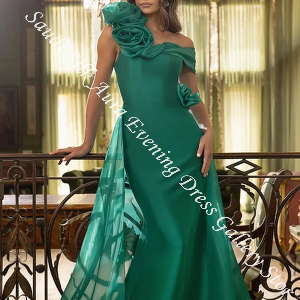 Un hombro Sin mangas Hasta el suelo Vestido de noche de sirena Panel Tren Exquisito Foto Color Vestidos para ocasiones a medida Delicados