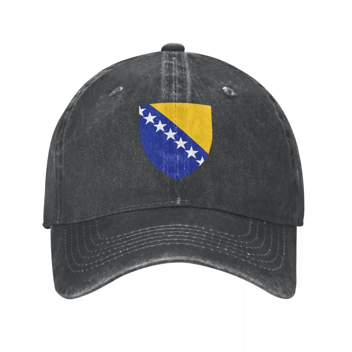 Men Baseball Cap Bosnia And Herzegovina Emblem Charcoal Washed Denim Classic Vintage Cotton Dad Trucker Hat Unisex Adult