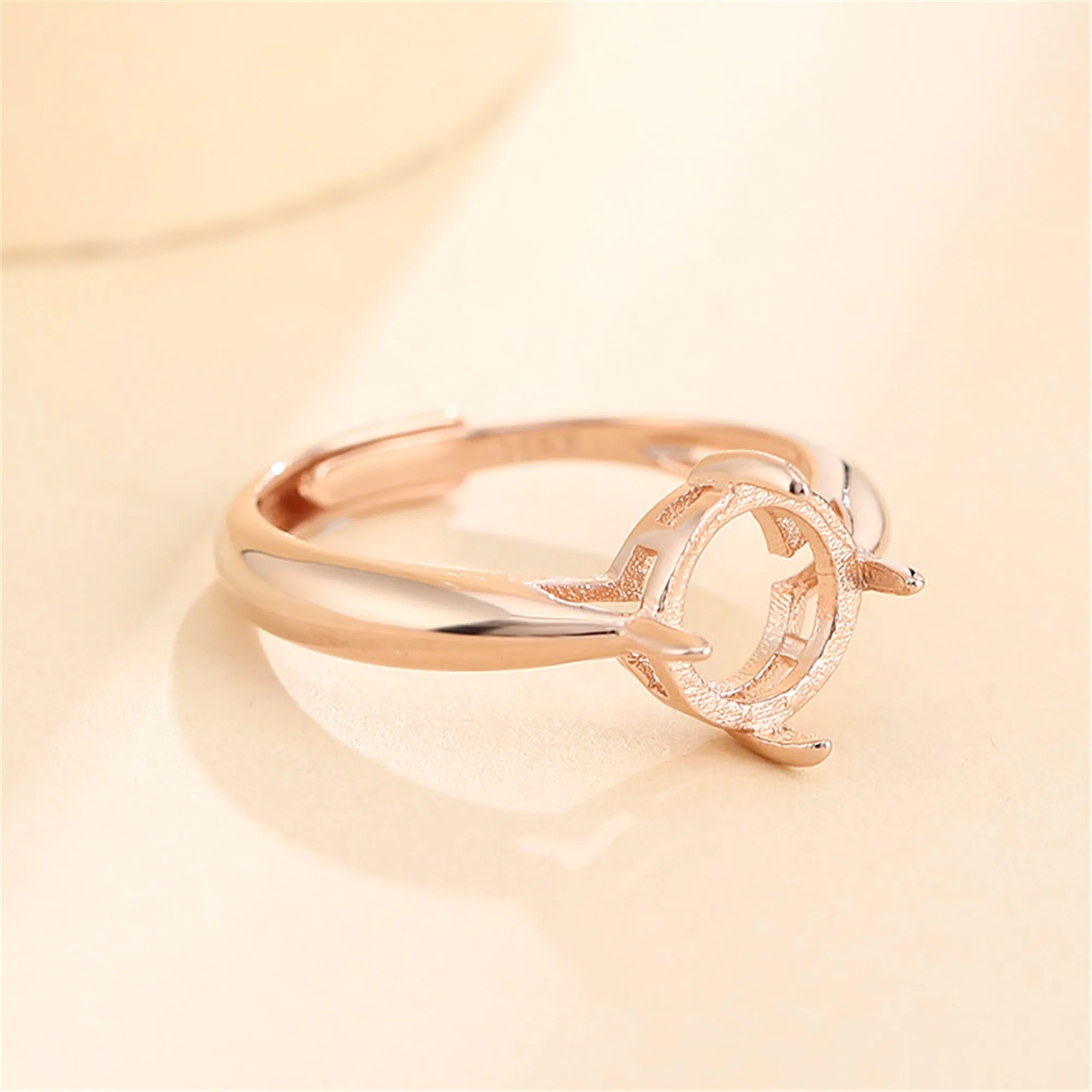 

Rose Gold Plated 925 Silver Adjustable Ring Blank for 4x4mm/5x5mm/6x6mm/8x8mm/10x10mm/12x12mm/15X15mm Round Cabochons