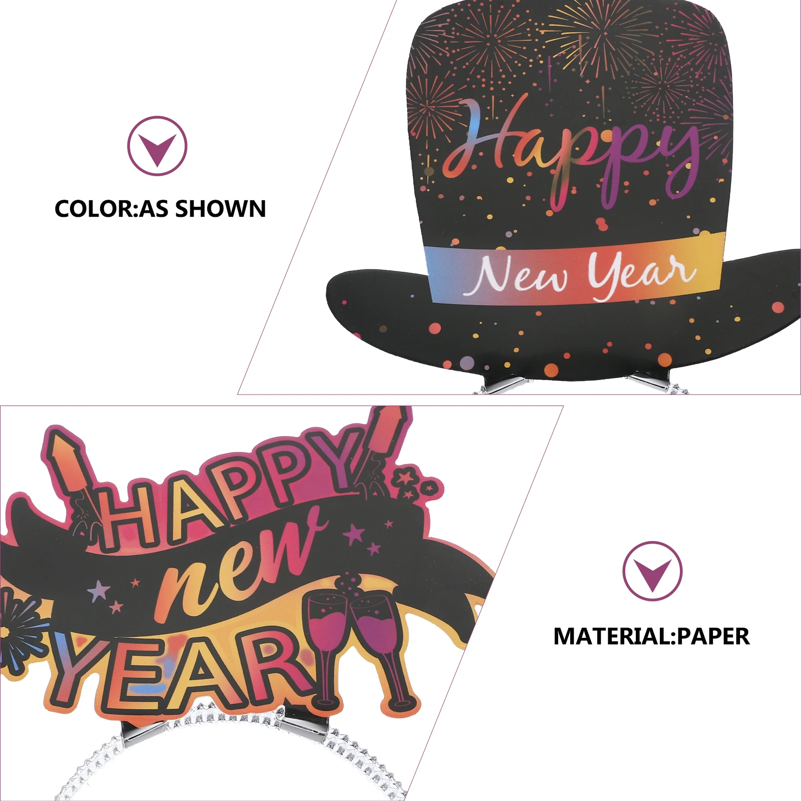 ที่คาดผมปีใหม่ 6 ชิ้น สำหรับงานปาร์ตี้ น้ำหนักเบา ใช้ซ้ำได้ เหมาะสำหรับงานเต้นรำ ถ่ายรูปในบูธถ่ายภาพ ของชำร่วยงานปาร์ตี้ เครื่องประดับผม