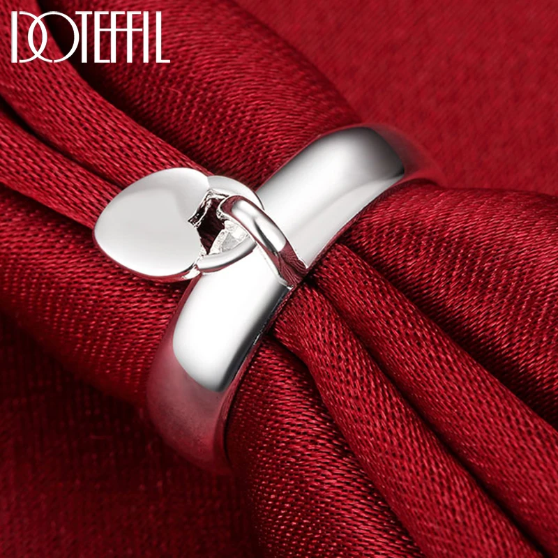 DOTEFFIL 925 Sterling Silver Heart Lock Ring Classic For Woman Fashion Wedding Engagement Party Gift Charm Jewelry