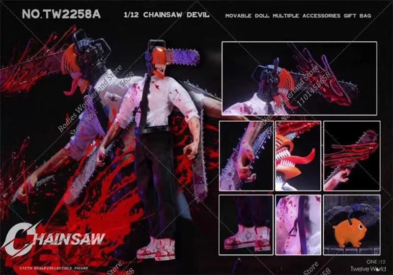 Original TWTOYS TW2258A 1/12 Scale Full Set 6'' Men Soldier Chainsaw Devil Killer Terror Blood Action Figure Model Toys