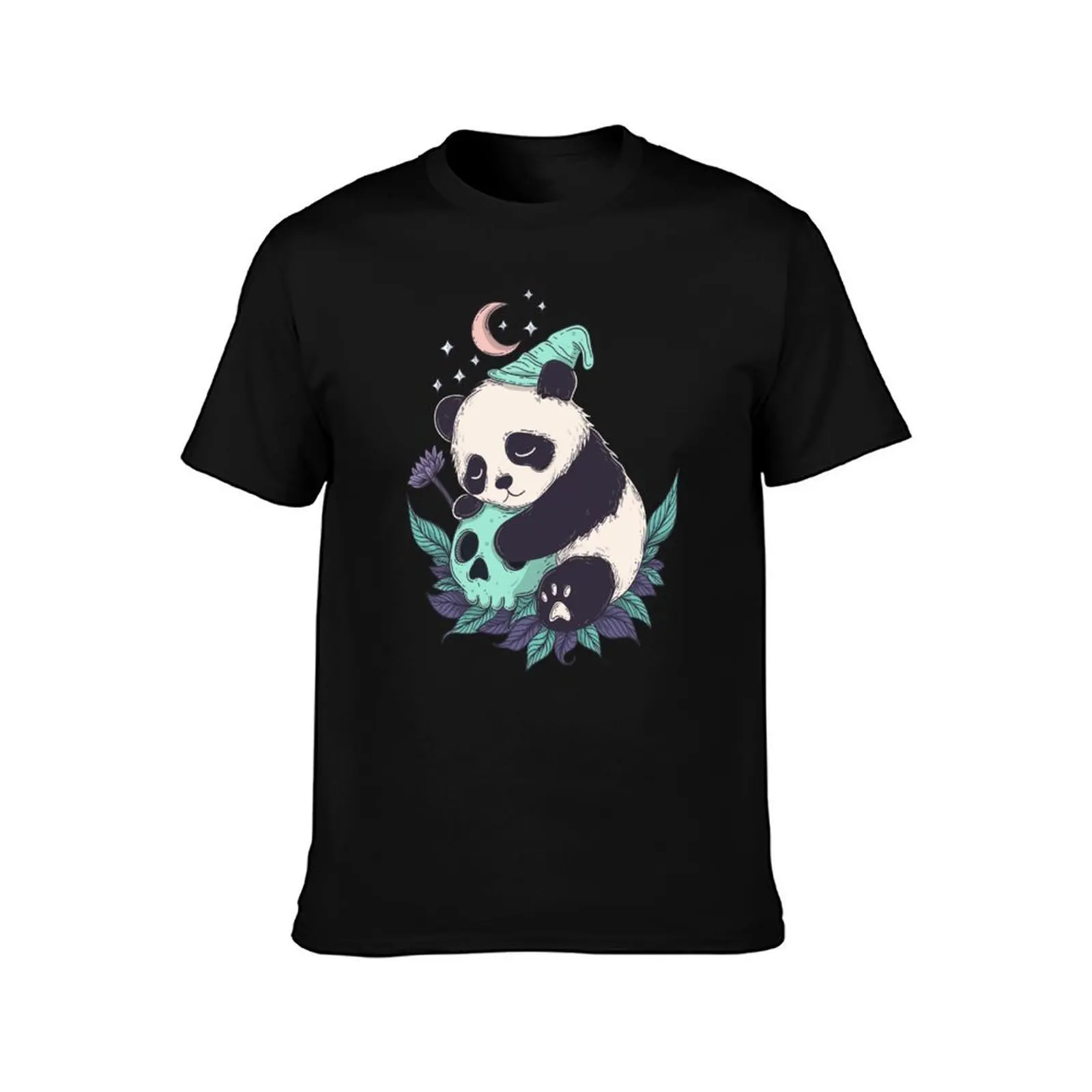 Sleepy panda and skull T-Shirt Lightweight Cooling Short Sleeve Tee T-Shirt
