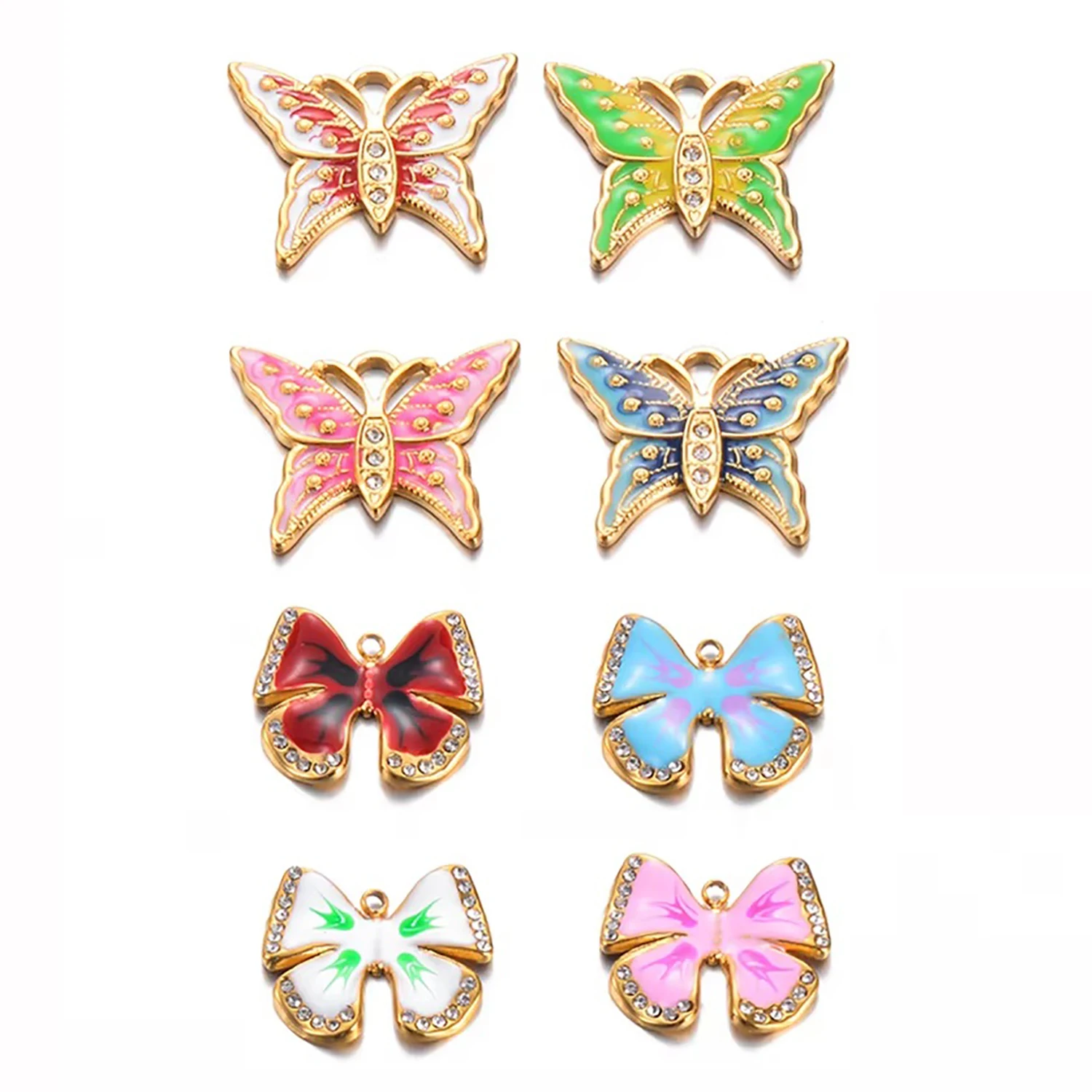 10Pcs New Bohemia Stainless Steel Butterfly Multi-Color Making Earring Necklace Accessories DIY Jewelry Supplies Wholesale