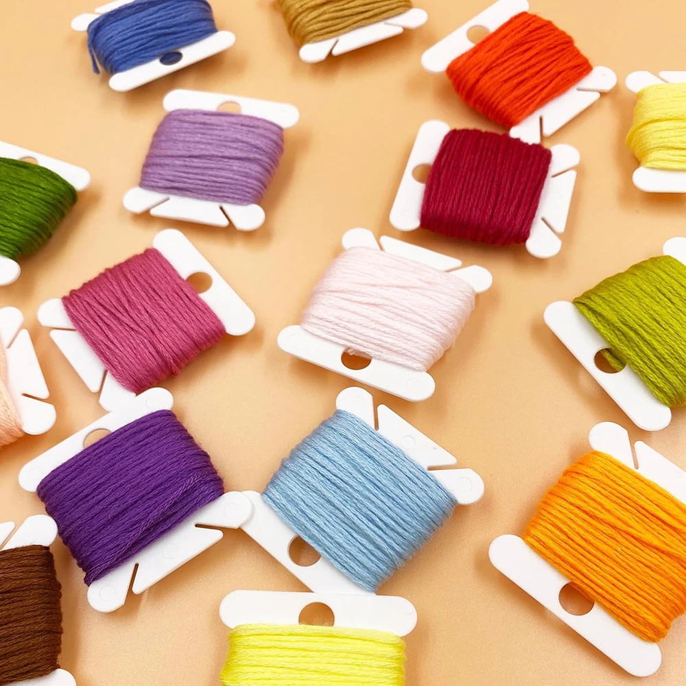 100Pcs Embroidery Floss Bobbins Sewing Thread Organizer Holder Sewing Storage Plastic Cards &10 Storage Loop Cross Stitch Craft