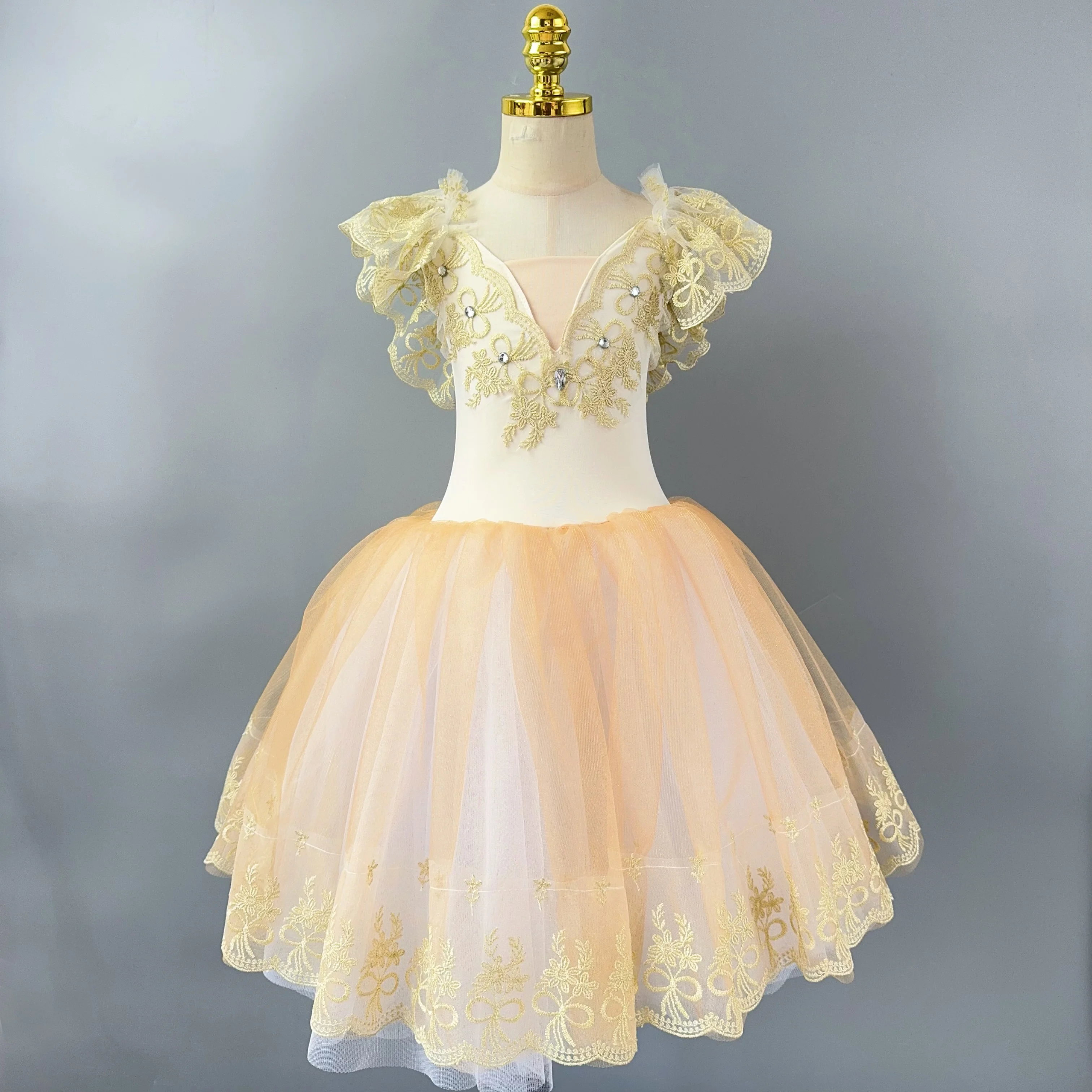 

Kids Long Romantic Ballet Tutu Dress Girl Lace Ballerina Dress Children's Ballet Performance Clothing Princess Gauze Dress