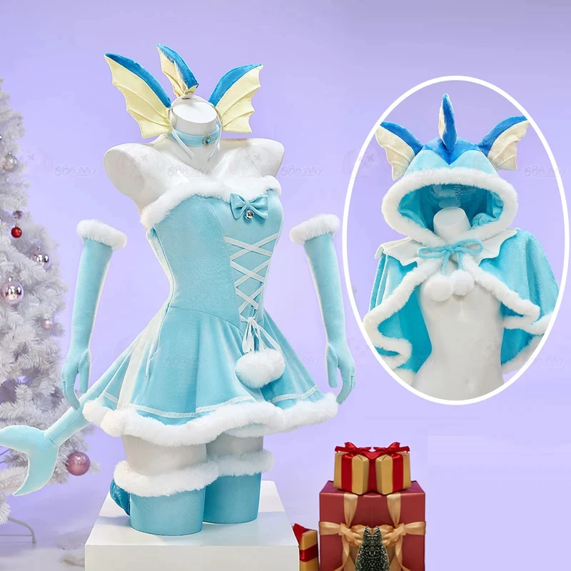 

Sylveon Vaporeon Umbreon Cosplay Costume Women Sexy Cloak Dress Socks Outfit Cute Bunny Girl Uniform Halloween Christmas Clothes