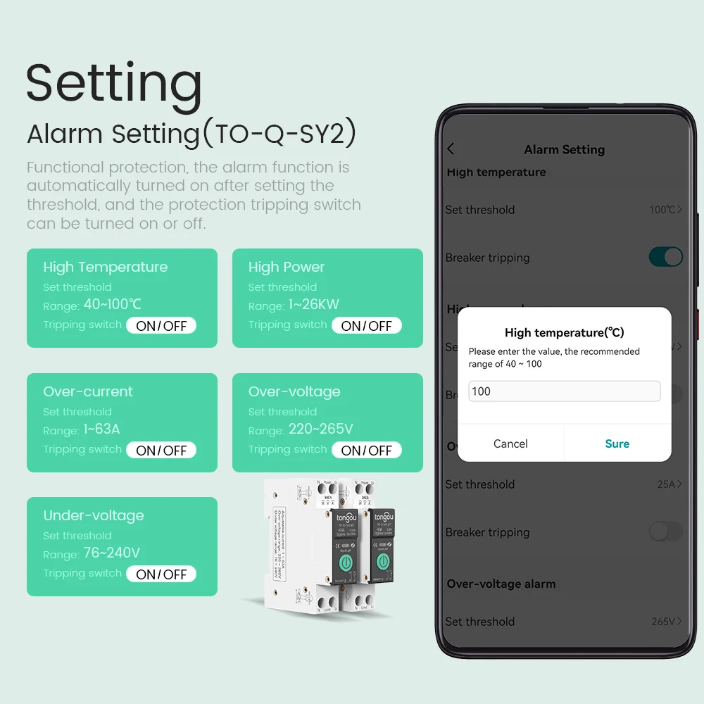 TUYA MCB ZigBee Smart Circuit Breaker Over Current Under Voltage Protection Power Metering 1-63A Wireless Remote Control Switch