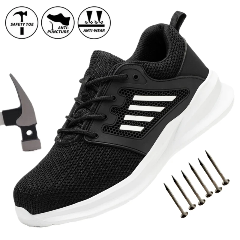 

Non Slip Steel Toe Protection Safety Shoes Indestructible Safety Shoes for Men Anti-puncture Lightweight Breathable Sneakers