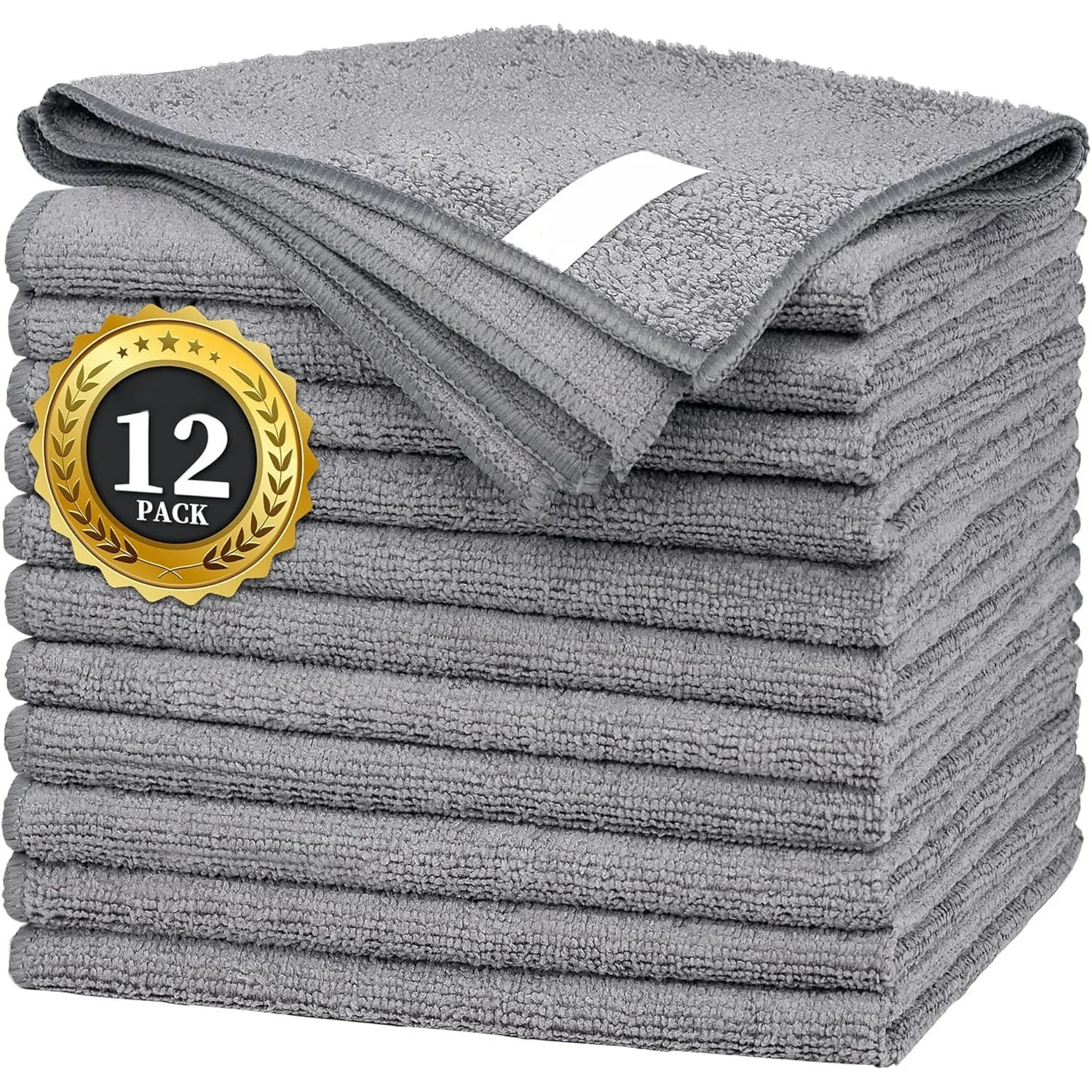 1/12PCS Gray Bamboo Charcoal Thickened Super Absorbent Dishcloth Anti-grease Kitchen Wiping Rags Microfiber Cleaning Cloths