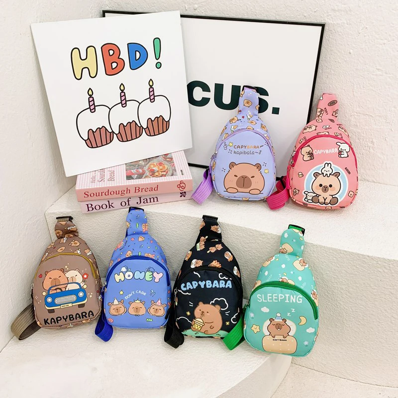 Tas kurir kartun Capybara, tas kurir boneka lucu, tas penyimpanan multifungsi, tas dada Capybara lucu, tas bahu modis, hadiah