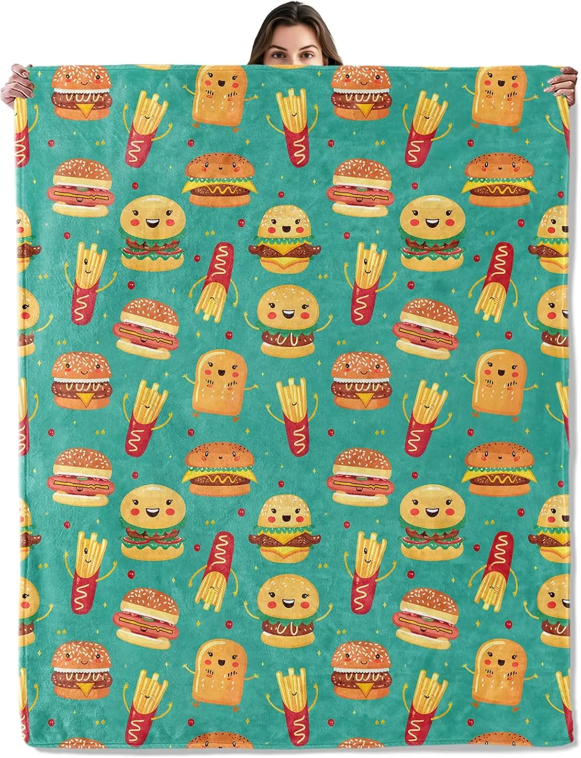 Whimsical Gnome and Mushroom Pattern Throw Blanket for Boys Girls Kids Adults, Cozy Woodland Fantasy Theme Flannel Blankets