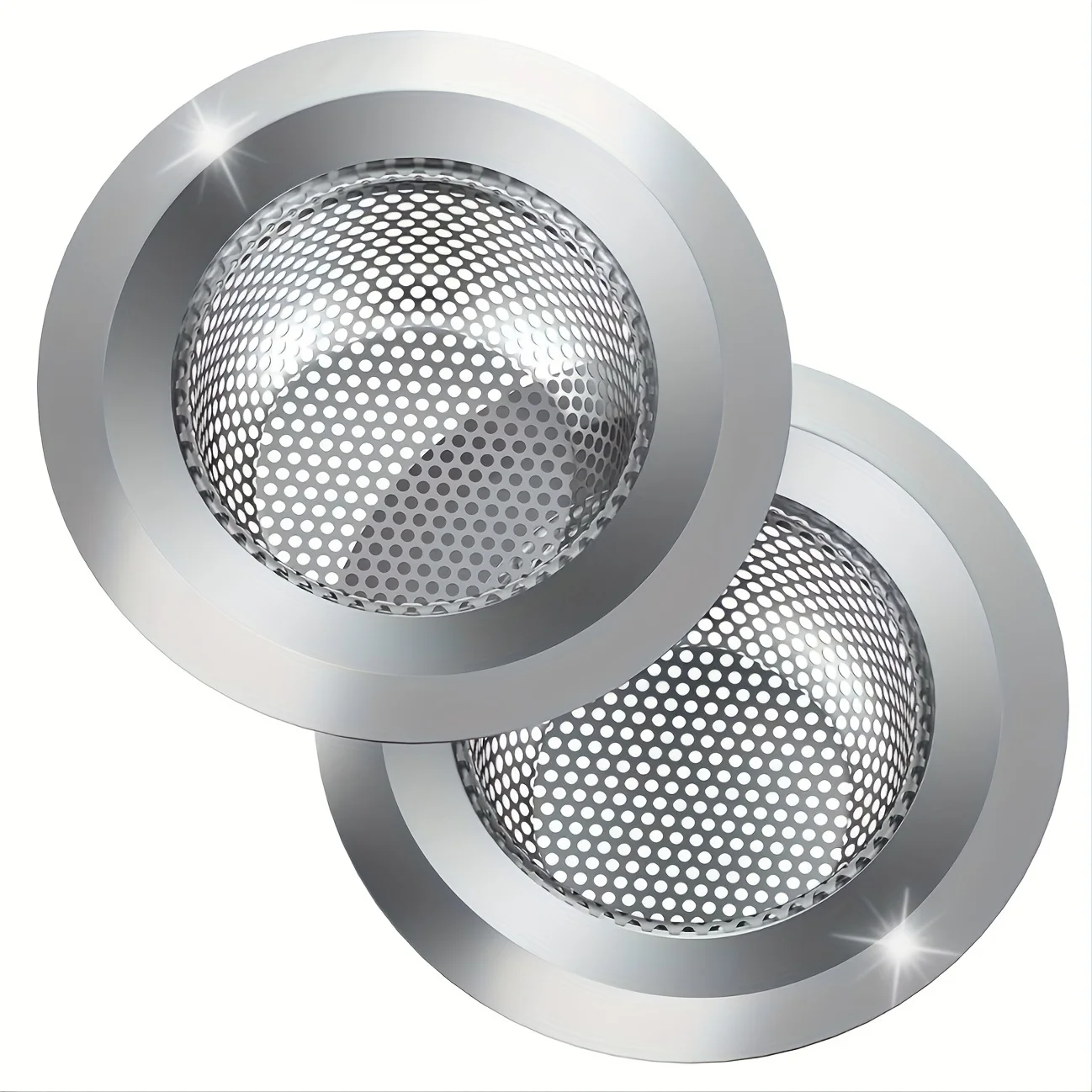 

2pcs Kitchen Sink Strainer, Stainless Steel Sink Drain Strainer, Large Wide Rim 4.5" Diameter, Food Catcher For Most Sink Drains, Kitchen Sink Basket Strainer, Steel Sink Filter