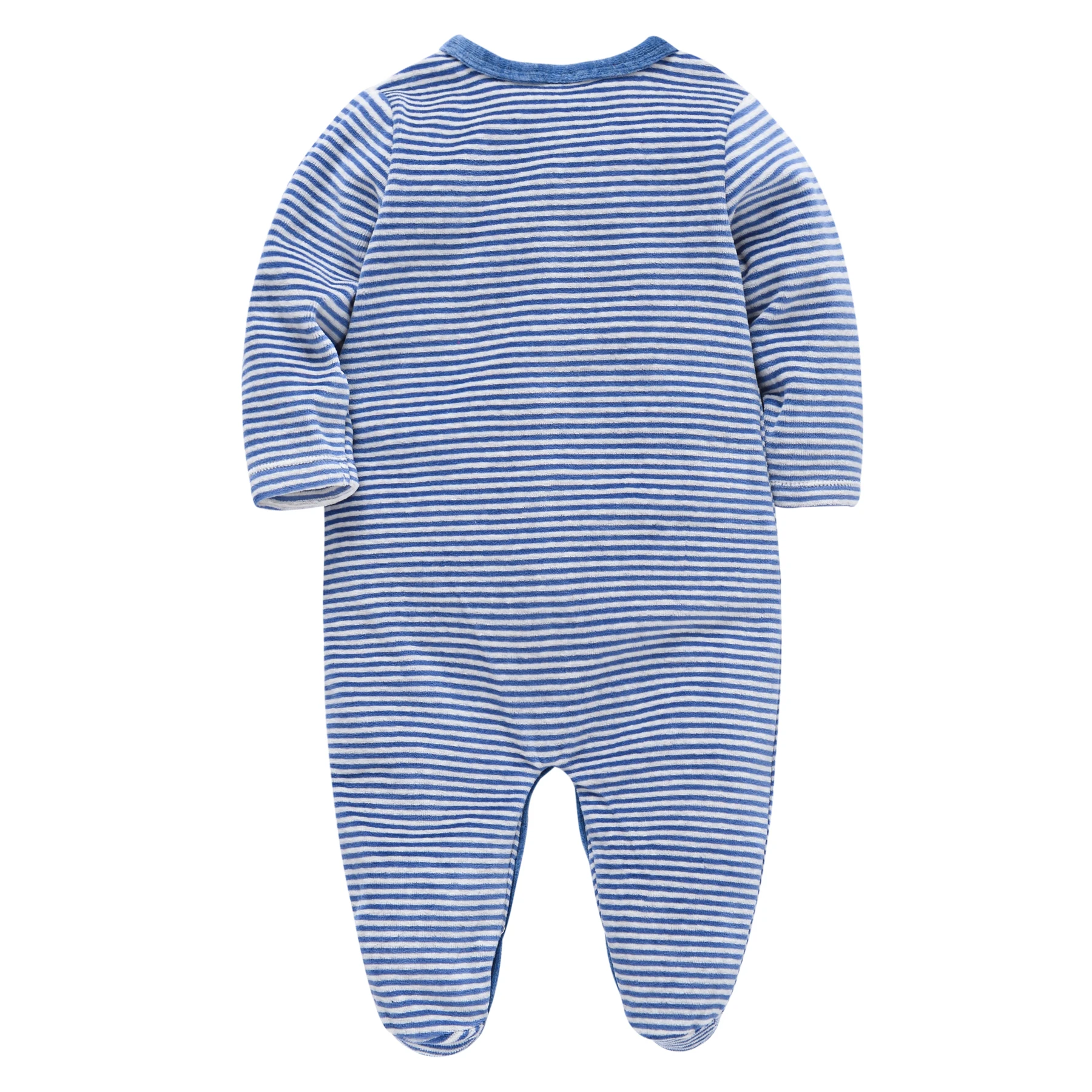 Baby Boy Short-pile Romper Long Sleeve Striped Airplane Print Footed Jumpsuit Autumn Winter Newborn Infant Velour Clothes 1PCS