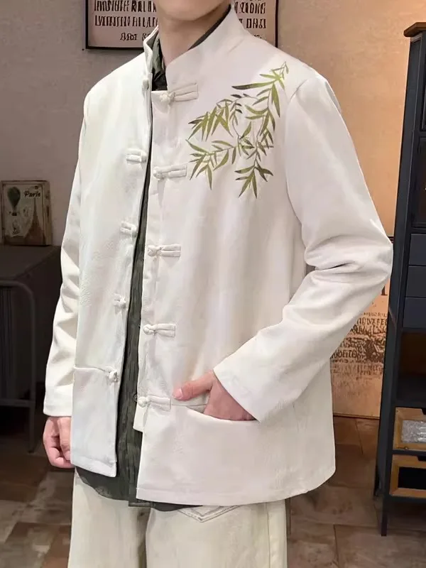 

Новая мужская куртка-пальто Zhongan из замши и бархата с вышивкой ветра и дракона, осенне-зимняя, в китайском стиле