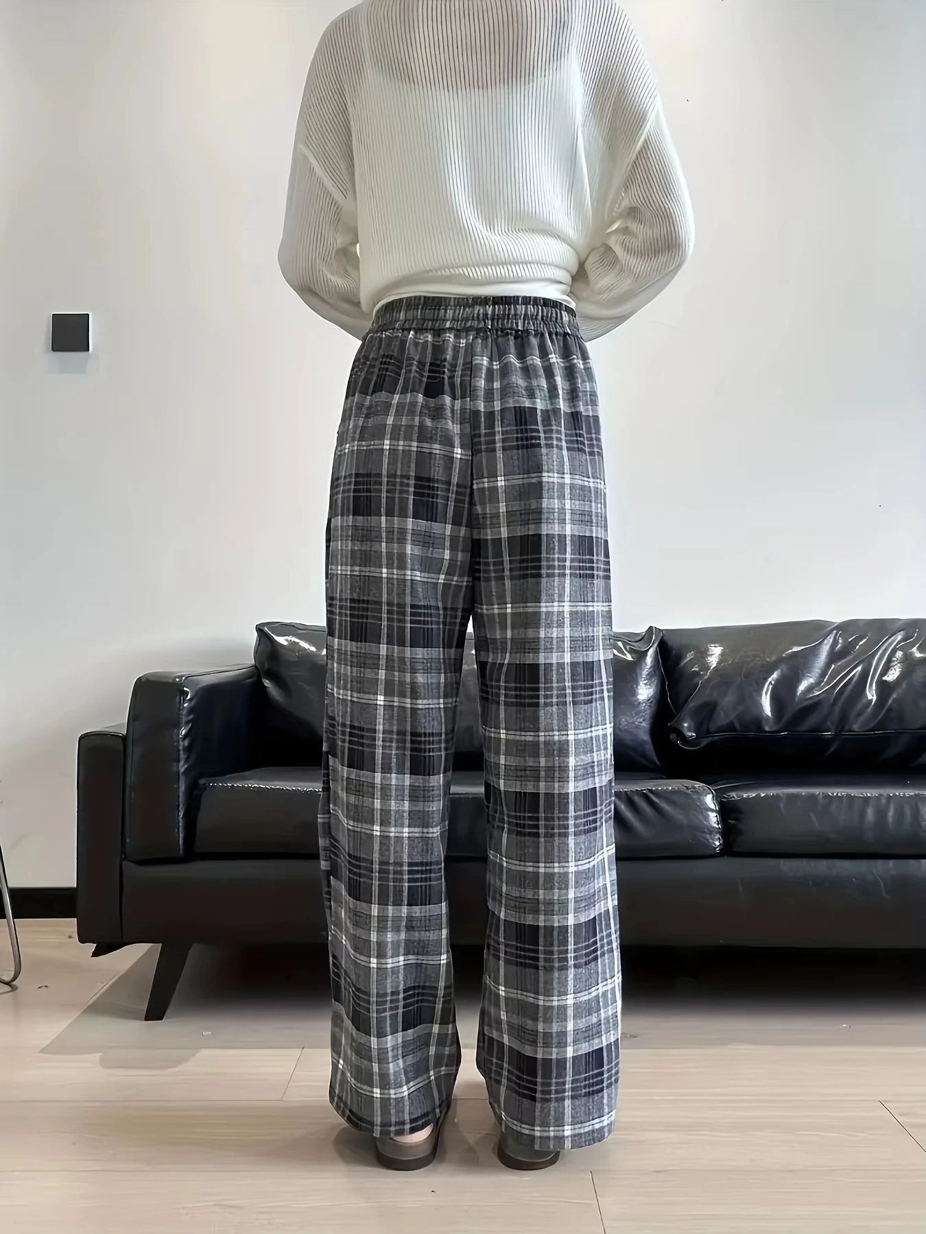 Men Women Unisex 3D Grey Check Printed Quick Dry Hip Hop Trousers, Vintage Plaid Street Style Sport Pants Straight Jogger Pants