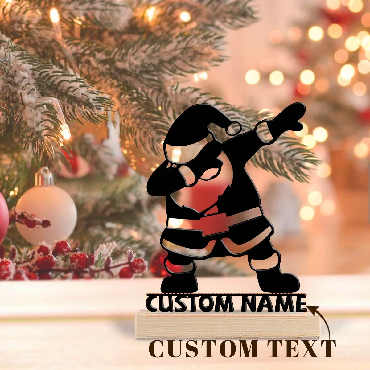 1pc Interesting Metal Desktop Decoration Customizable Name With Wooden Base Home and Office Decorations,Christmas Gifts