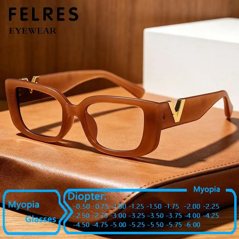 Negative Diopter Square Anti Blue Light Myopia Glasses Women Clear Optical Driving Nearsighted Eyewear Customize Diopter