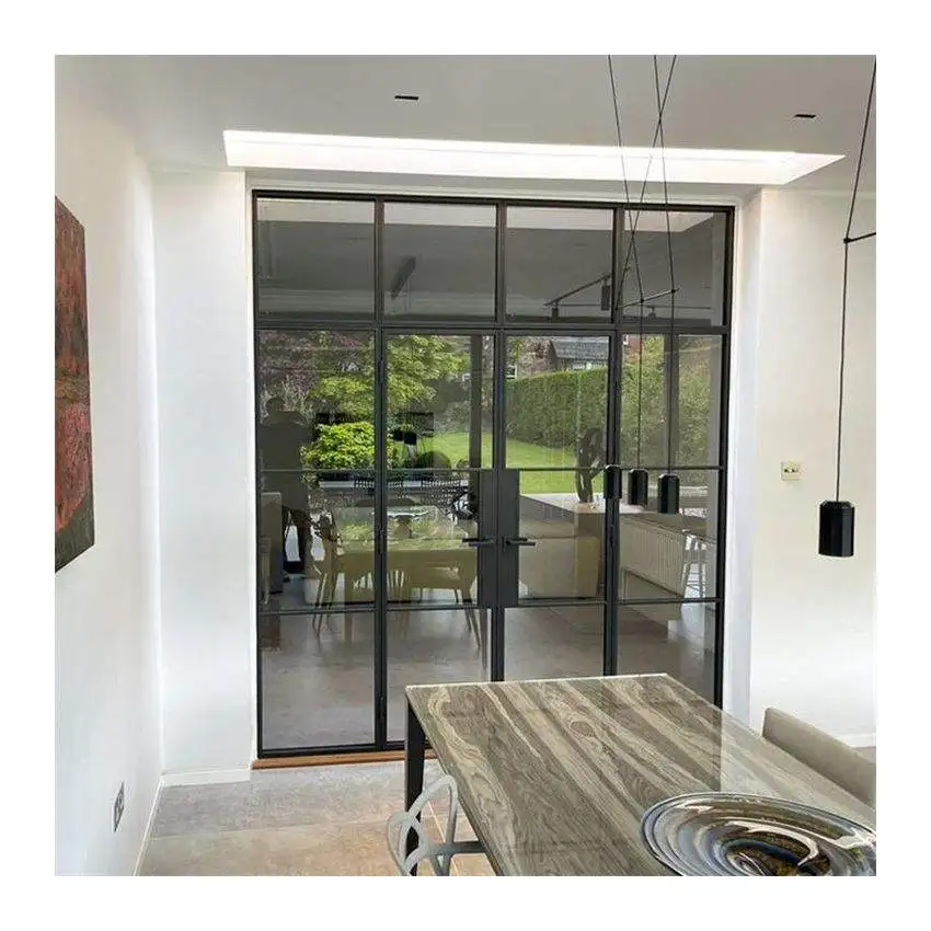 

Household Indoor Shatterproof French Glass Door Modern CE Certification French Doors Corrosion Resistant French Double Doors