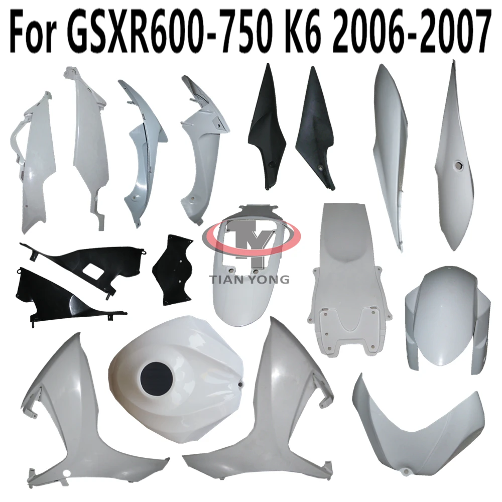 Unpainted Fairing Motorcycle For GSXR600 GSXR750 GSXR GSX 600 750 2006 2007 K6 Pack left right Bodywork Components